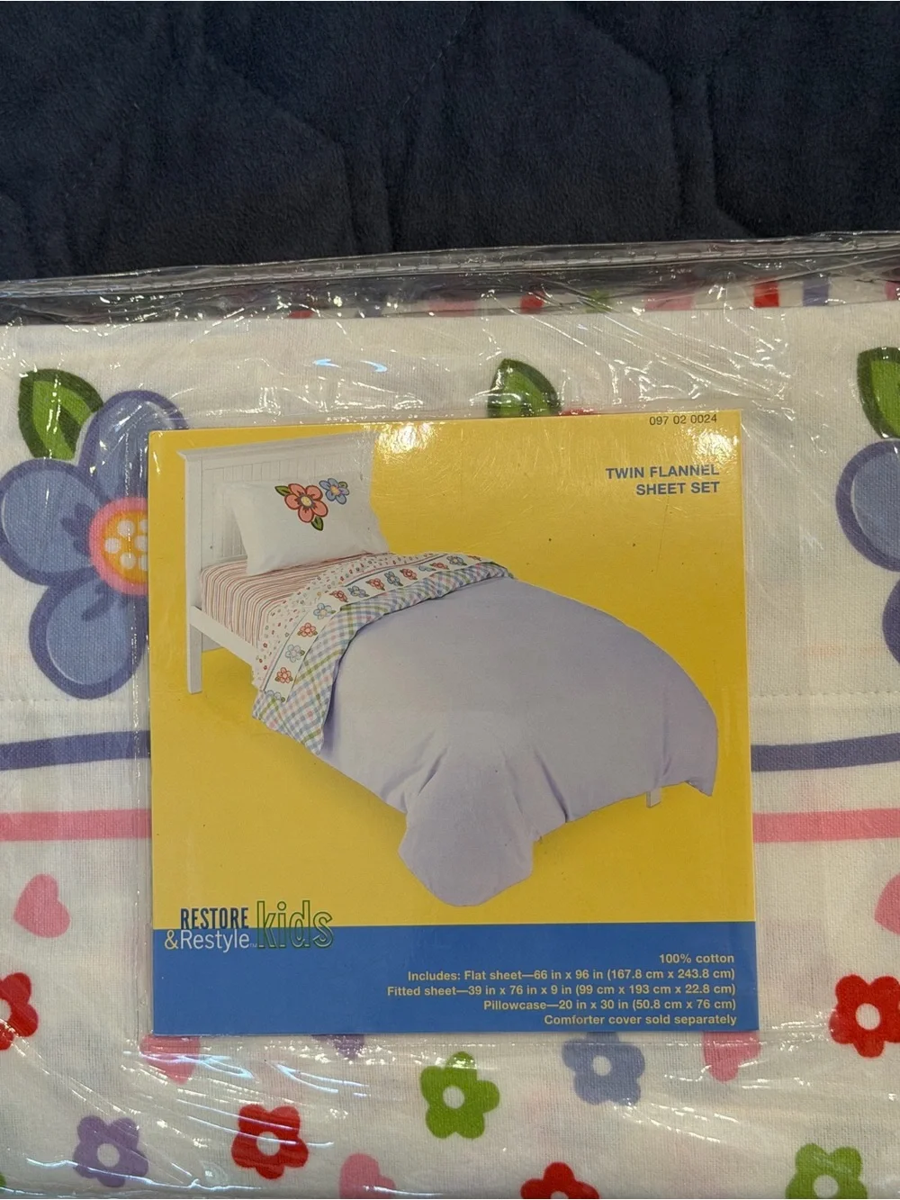 NEW Kids Floral Twin Sheet Set - White with Purple & Pink Flowers